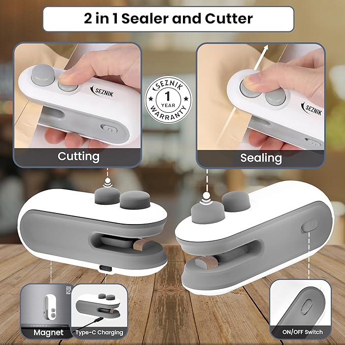 🧲 Mini Portable 2-in-1 Bag Sealer & Cutter 🔋